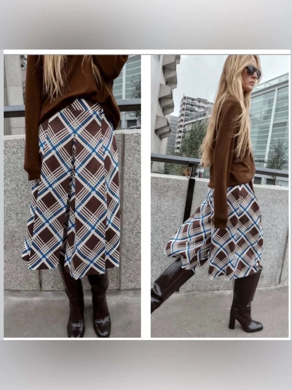 Zara NWT Plaid Pleated Culottes/ Shorts in Sz XS - Picture 2 of 6